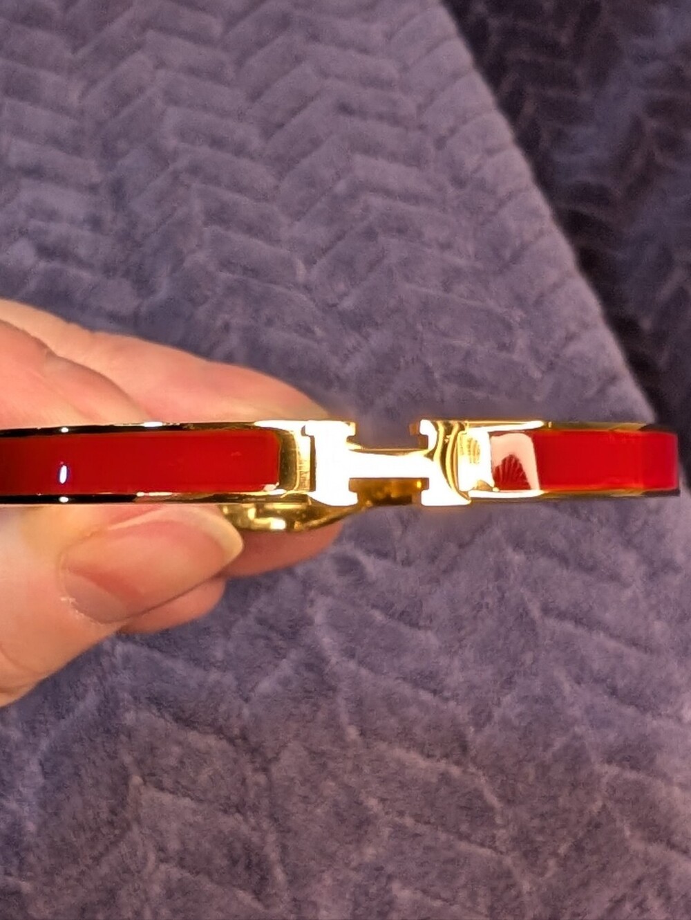 Gold-Tone Red Enamel H - Helene Bracelet
